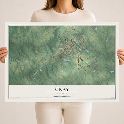 Gray, Georgia map print, 18" x 24" Archival Matte Print mockup