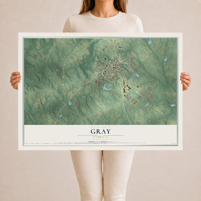 Gray, Georgia map print, 24" x 36" Archival Matte Print mockup