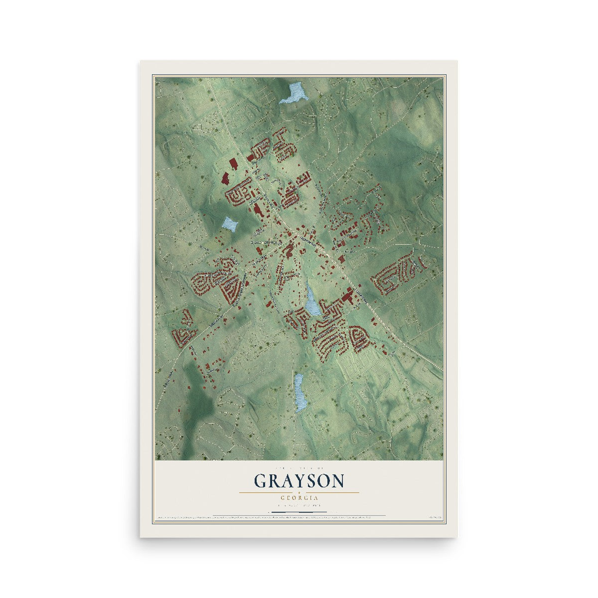 Grayson, Georgia map print, 12" x 18" Archival Matte Print mockup