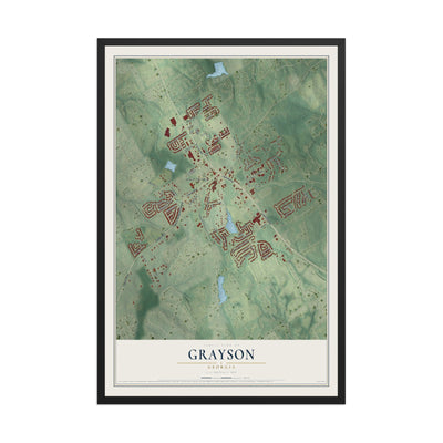 Grayson, Georgia map print, 12" x 18" W/ Black Ayous Wood Frame mockup