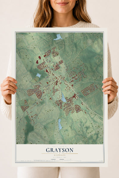 Grayson, Georgia map print, 18" x 24" Archival Matte Print mockup