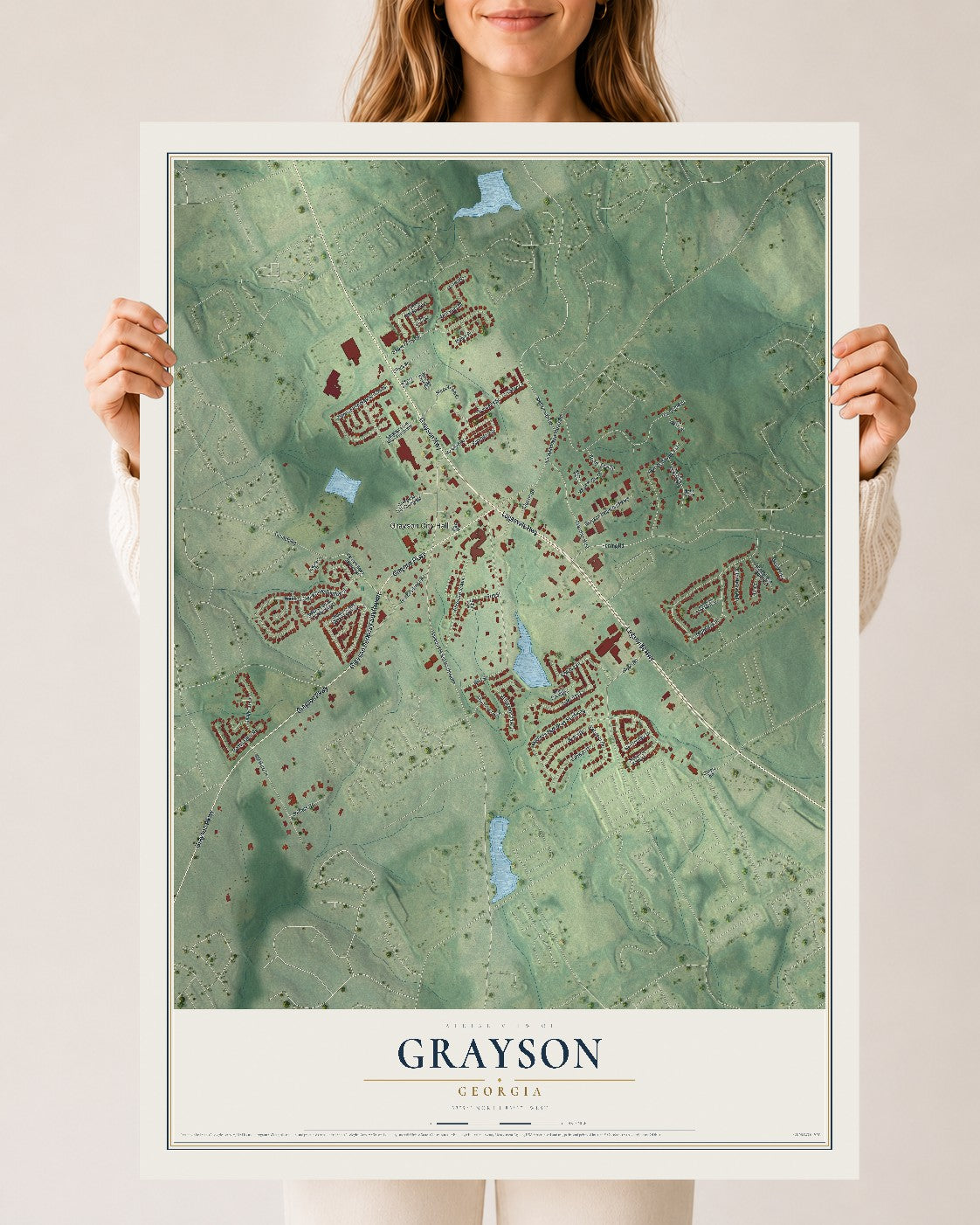 Grayson, Georgia map print, 24" x 36" Archival Matte Print mockup