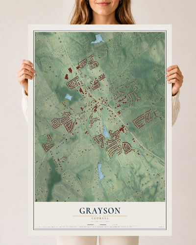 Grayson, Georgia map print, 24" x 36" Archival Matte Print mockup