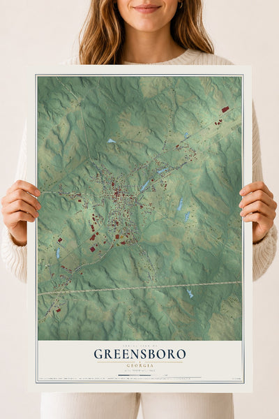 Greensboro, Georgia map print, 18" x 24" Archival Matte Print mockup