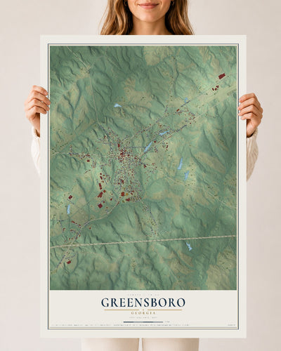 Greensboro, Georgia map print, 24" x 36" Archival Matte Print mockup