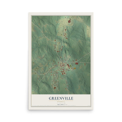 Greenville, Georgia map print, 12" x 18" Archival Matte Print mockup