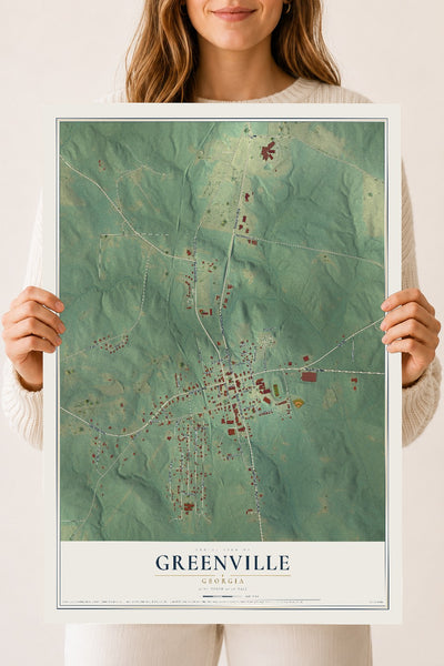 Greenville, Georgia map print, 18" x 24" Archival Matte Print mockup