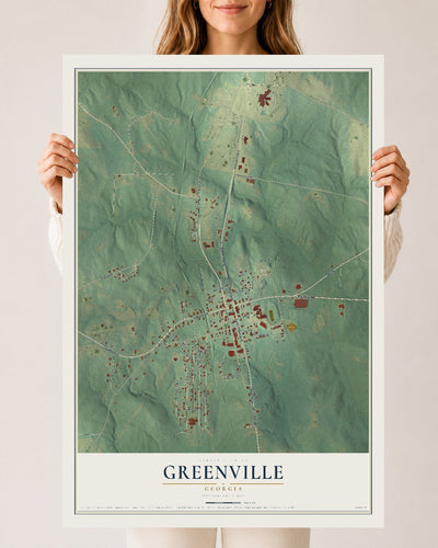 Greenville, Georgia map print, 24" x 36" Archival Matte Print mockup