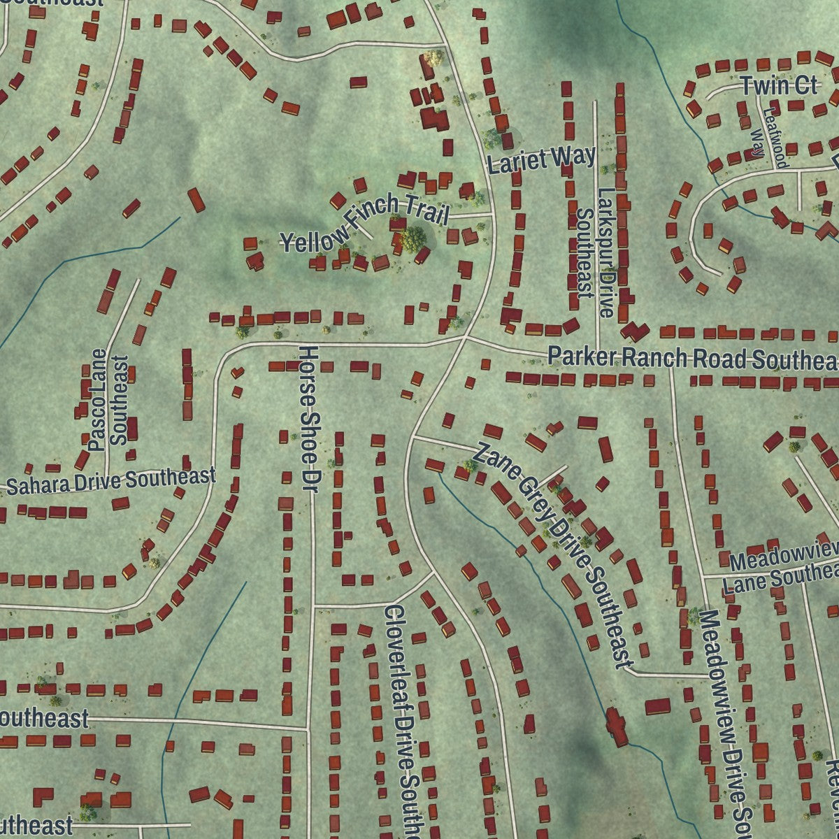 Close-up 2 of the Gresham Park, Georgia map artwork
