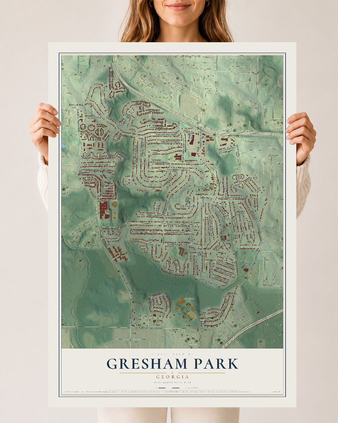 Gresham Park, Georgia map print, 24" x 36" Archival Matte Print mockup