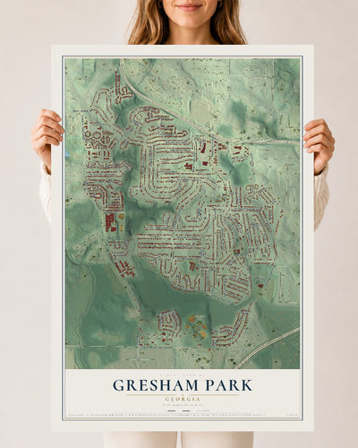Gresham Park, Georgia map print, 24" x 36" Archival Matte Print mockup