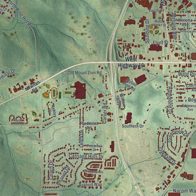 Close-up 2 of the Griffin, Georgia map artwork