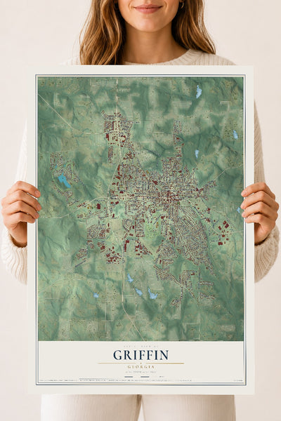 Griffin, Georgia map print, 18" x 24" Archival Matte Print mockup