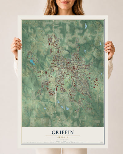 Griffin, Georgia map print, 24" x 36" Archival Matte Print mockup