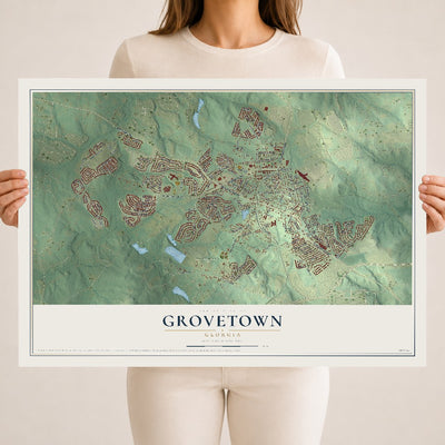 Grovetown, Georgia map print, 18" x 24" Archival Matte Print mockup