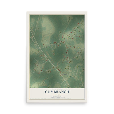 Gumbranch, Georgia map print, 12" x 18" Archival Matte Print mockup