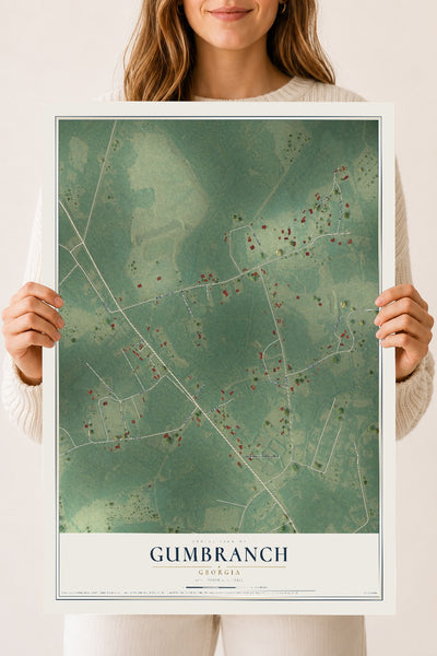 Gumbranch, Georgia map print, 18" x 24" Archival Matte Print mockup