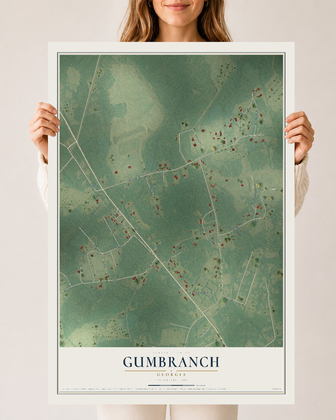 Gumbranch, Georgia map print, 24" x 36" Archival Matte Print mockup