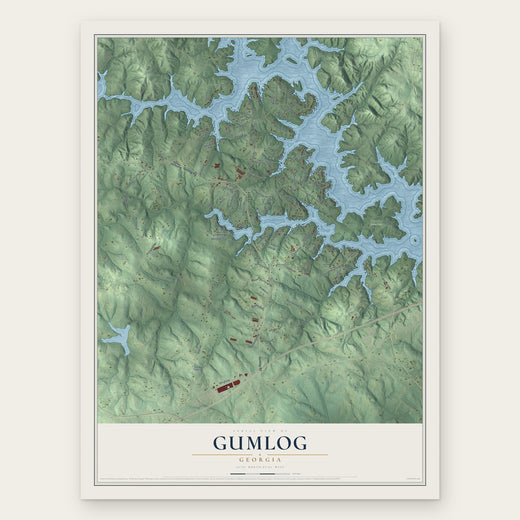 Gumlog, Georgia map print, the full design