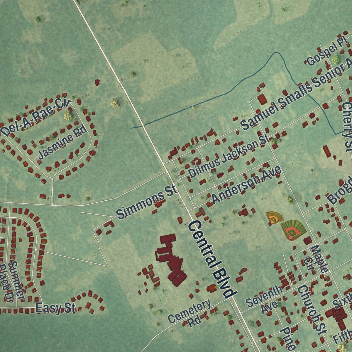 Close-up 1 of the Guyton, Georgia map artwork