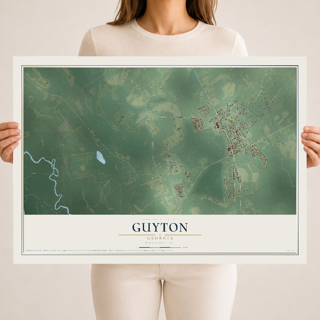 Guyton, Georgia map print, 18" x 24" Archival Matte Print mockup