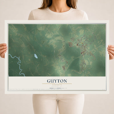 Guyton, Georgia map print, 18" x 24" Archival Matte Print mockup