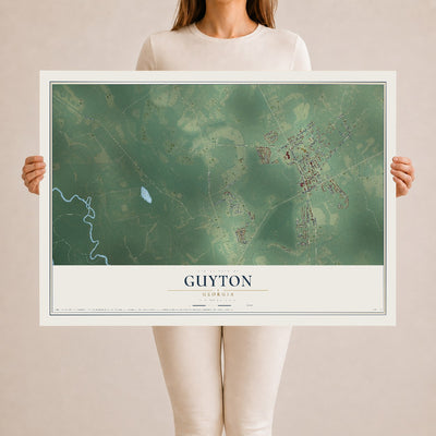 Guyton, Georgia map print, 24" x 36" Archival Matte Print mockup