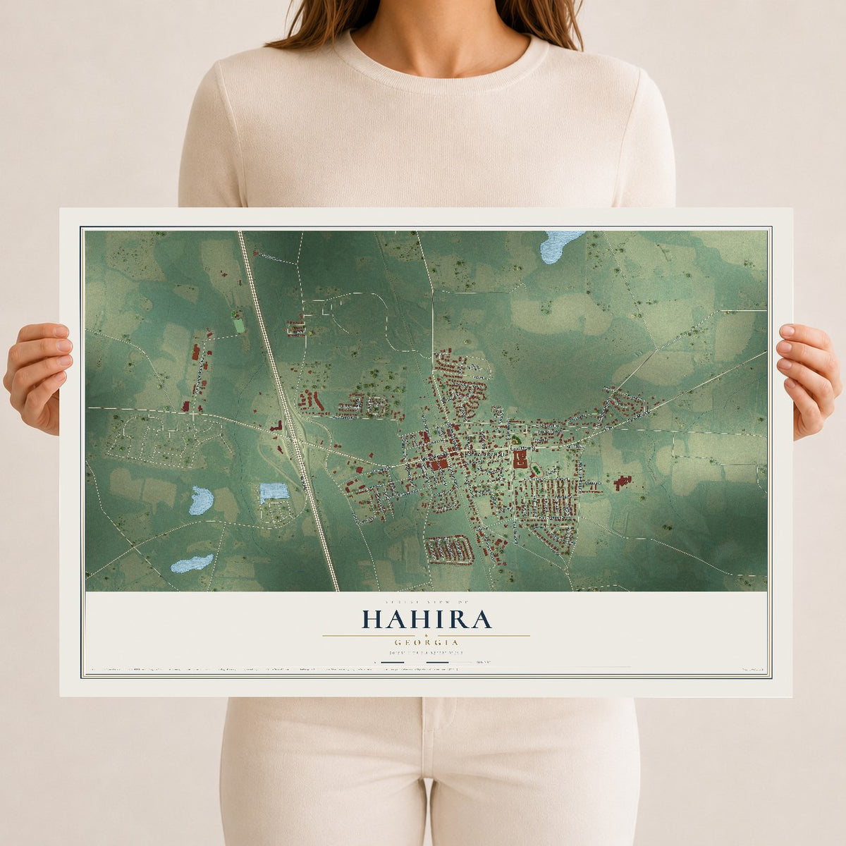 Hahira, Georgia map print, 12" x 18" Archival Matte Print mockup