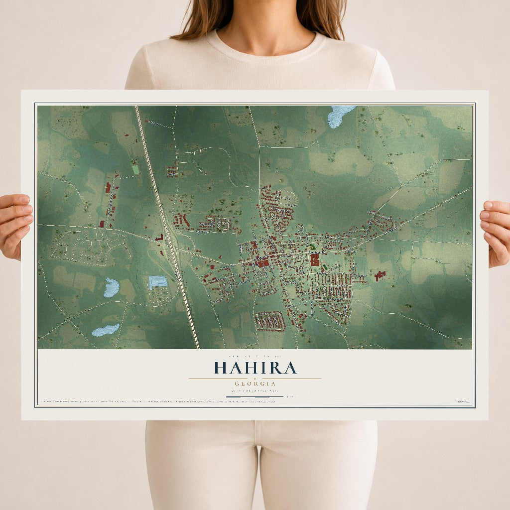 Hahira, Georgia map print, 18" x 24" Archival Matte Print mockup