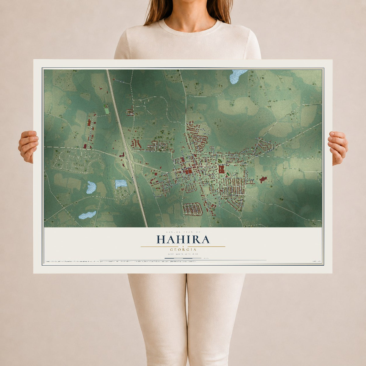 Hahira, Georgia map print, 24" x 36" Archival Matte Print mockup