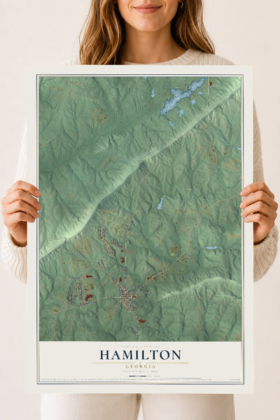 Hamilton, Georgia map print, 18" x 24" Archival Matte Print mockup