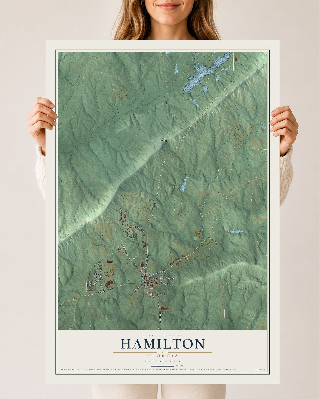 Hamilton, Georgia map print, 24" x 36" Archival Matte Print mockup