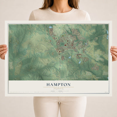 Hampton, Georgia map print, 18" x 24" Archival Matte Print mockup