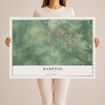 Hampton, Georgia map print, 24" x 36" Archival Matte Print mockup