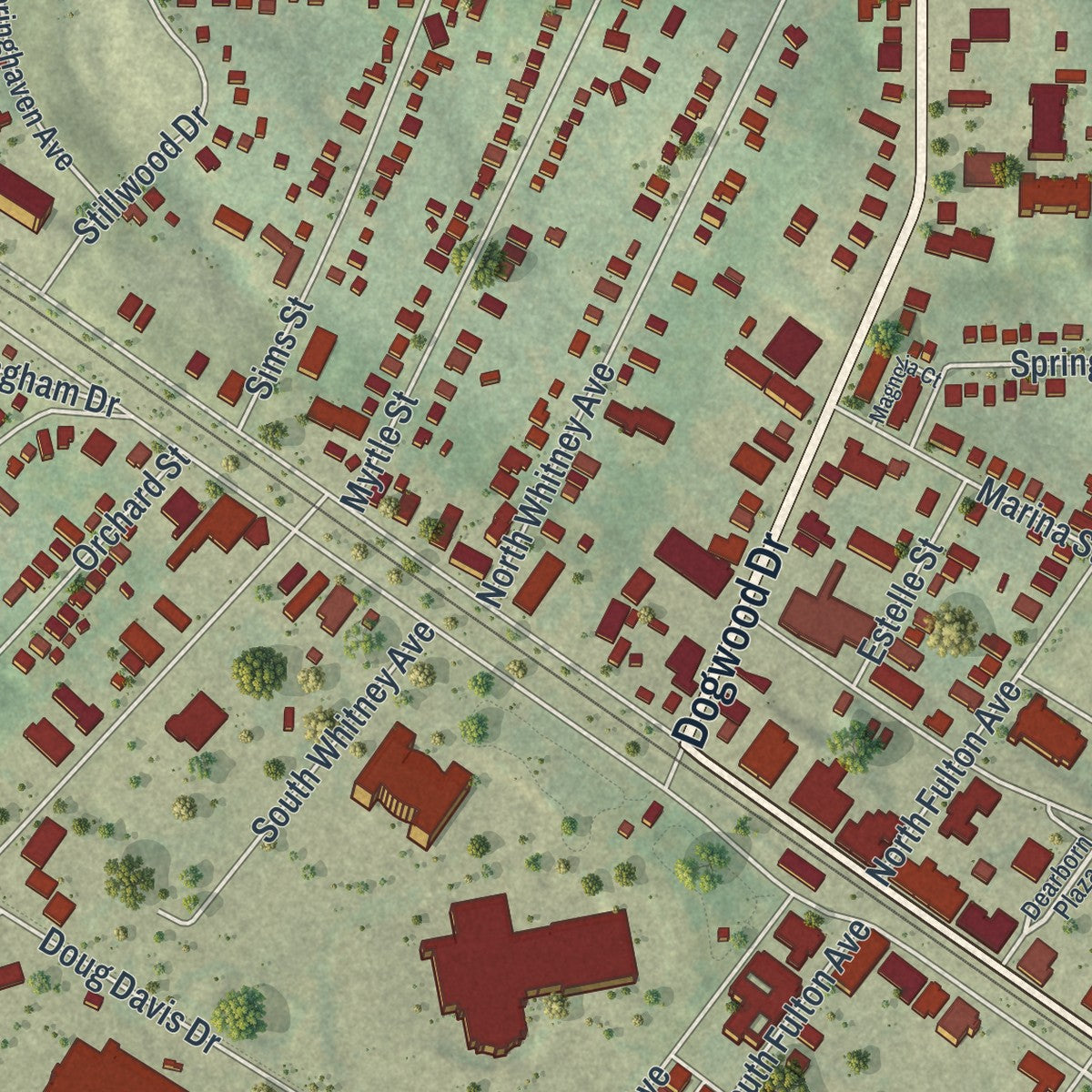 Close-up 1 of the Hapeville, Georgia map artwork