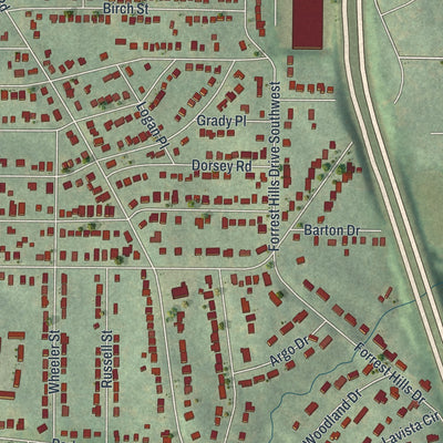 Close-up 2 of the Hapeville, Georgia map artwork
