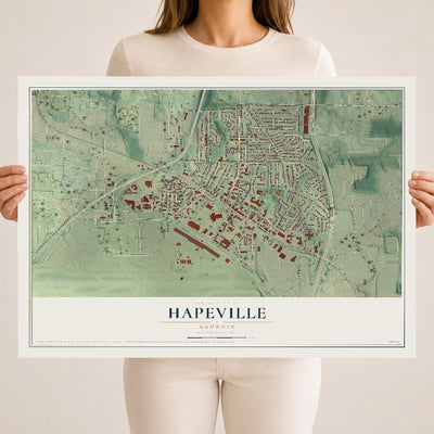 Hapeville, Georgia map print, 18" x 24" Archival Matte Print mockup