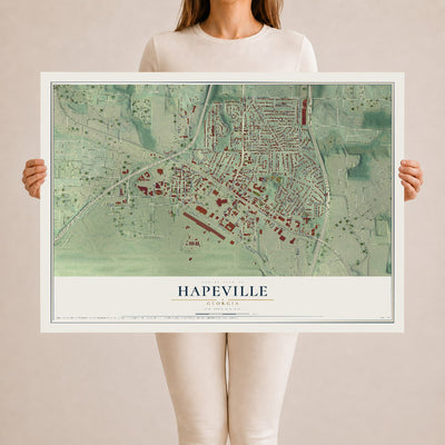 Hapeville, Georgia map print, 24" x 36" Archival Matte Print mockup