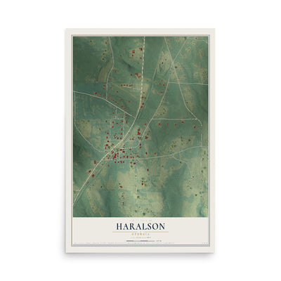 Haralson, Georgia map print, 12" x 18" Archival Matte Print mockup
