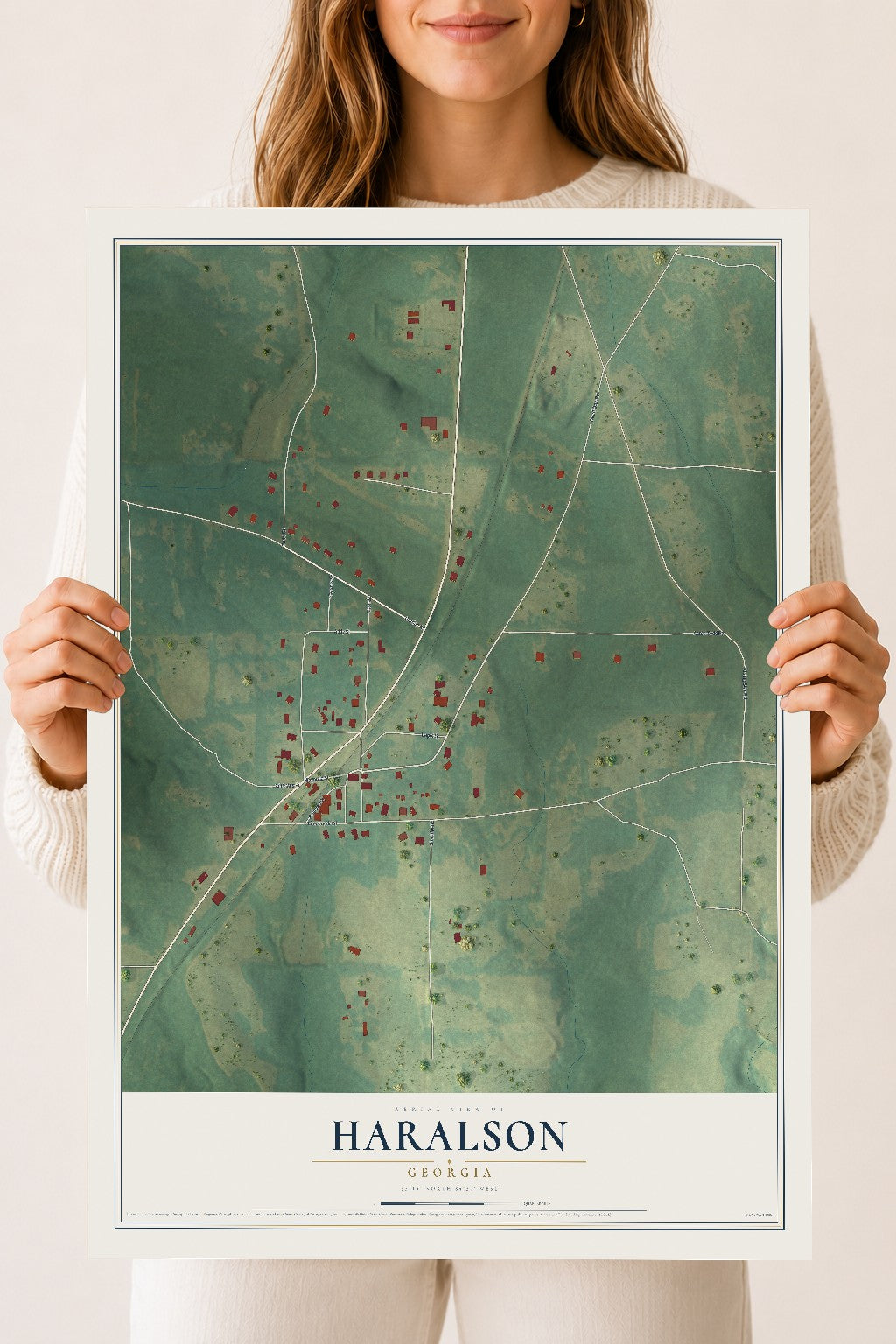 Haralson, Georgia map print, 18" x 24" Archival Matte Print mockup