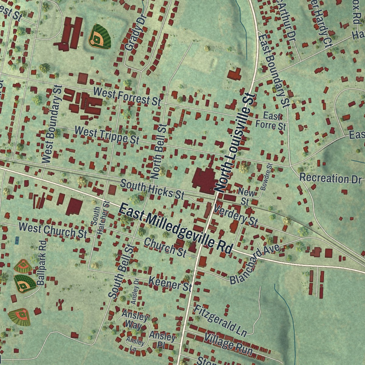 Close-up 1 of the Harlem, Georgia map artwork