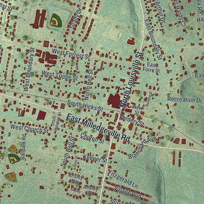 Close-up 1 of the Harlem, Georgia map artwork