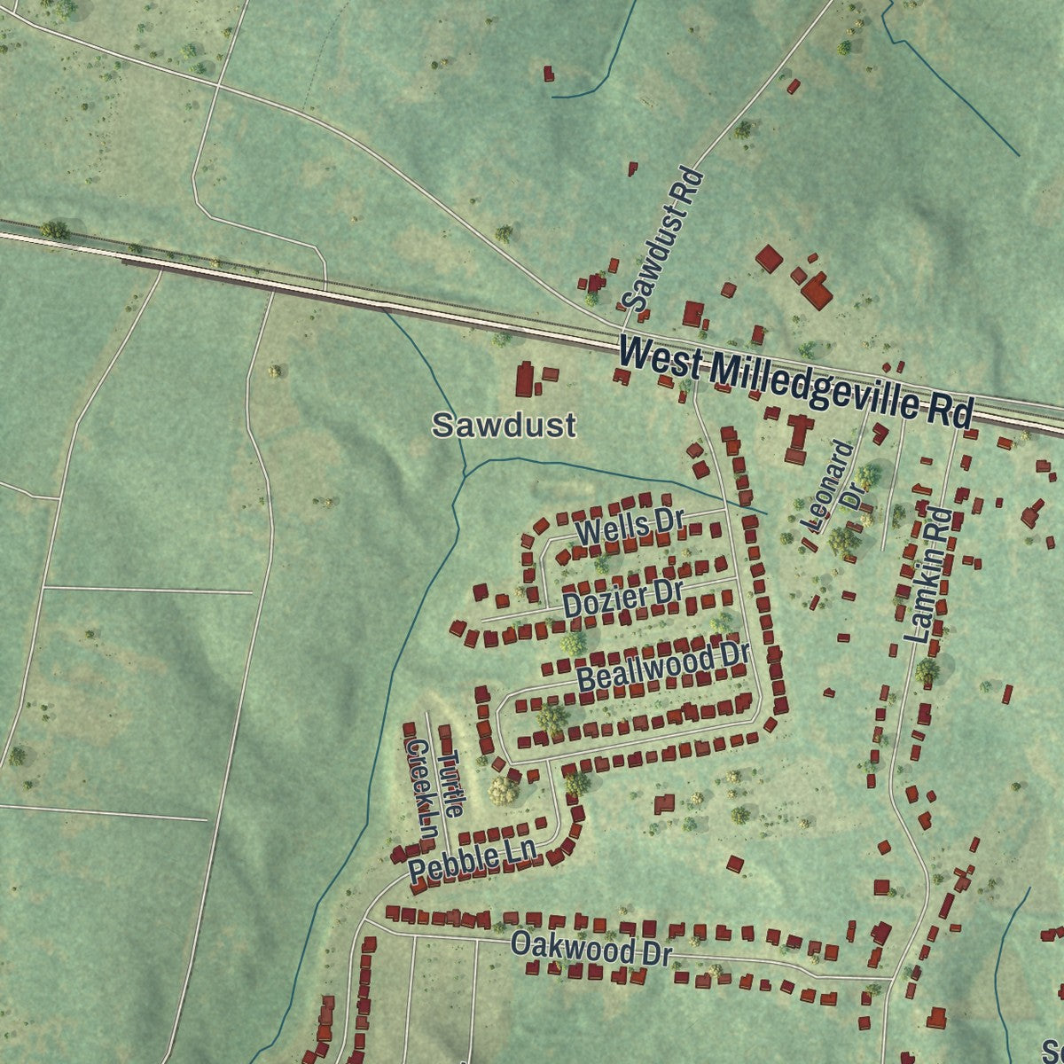 Close-up 2 of the Harlem, Georgia map artwork