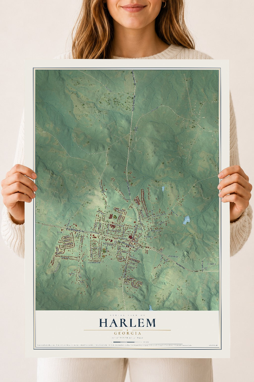 Harlem, Georgia map print, 18" x 24" Archival Matte Print mockup