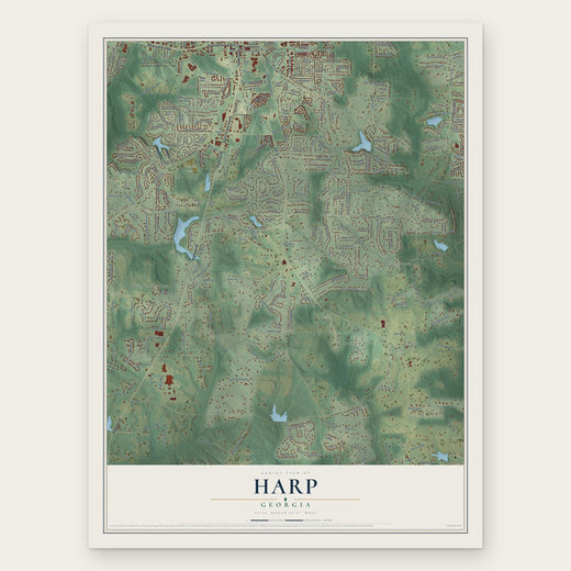 Harp, Georgia map print, the full design