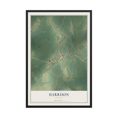 Harrison, Georgia map print, 12" x 18" W/ Black Ayous Wood Frame mockup