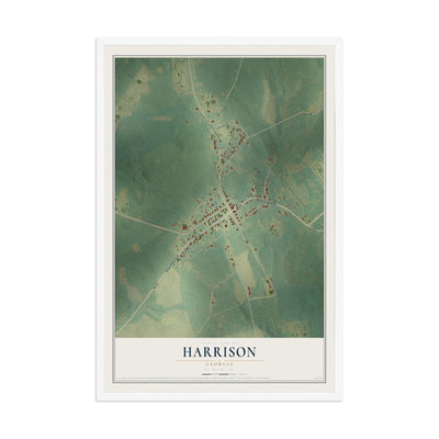 Harrison, Georgia map print, 12" x 18" W/ White Ayous Wood Frame mockup