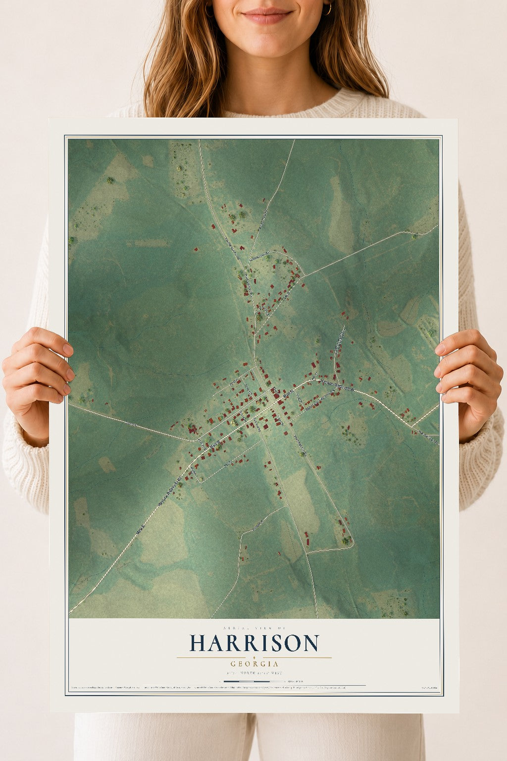 Harrison, Georgia map print, 18" x 24" Archival Matte Print mockup