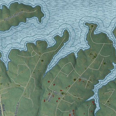 Close-up 2 of the Hartwell, Georgia map artwork