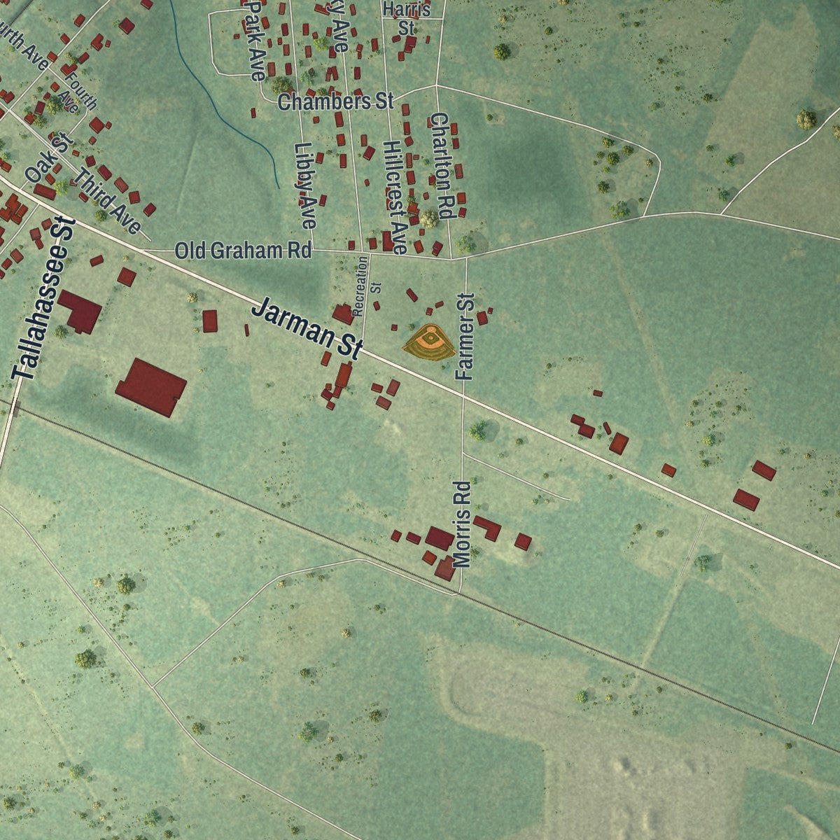Close-up 2 of the Hazlehurst, Georgia map artwork